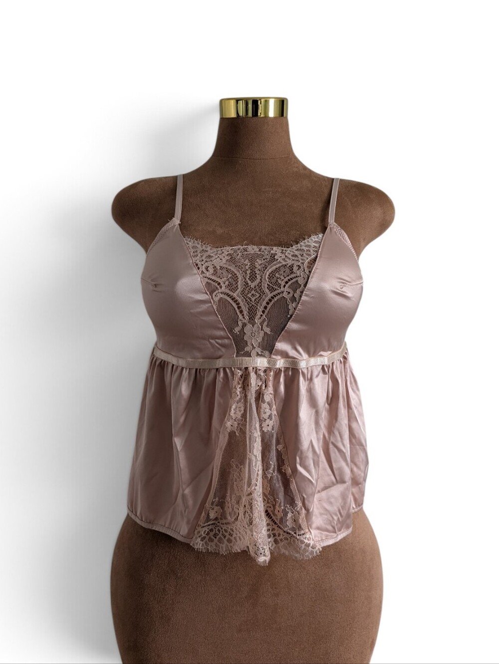 Fashion Nova Golden Lace Satin Babydoll Lingerie Top